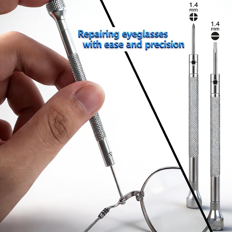 PFDHQS Eyeglass Repair Kit with Screws - All-in-One Glasses Repair Kit with Precision Screwdriver, Tweezers, Cleaning Cloth and Screws for Glasses - Compact & Portable (Small Kit) - Image 4